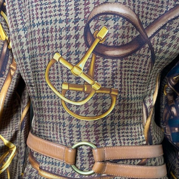 Ralph Lauren Brown Multi Glen Plaid Equestrian Elegance Silk Print Blouse - Picture 7 of 16